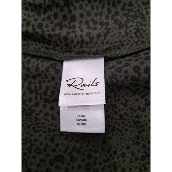 Rails womens large jasmine green black smocked dress whimsy goth boho chic - Picture 7 of 8